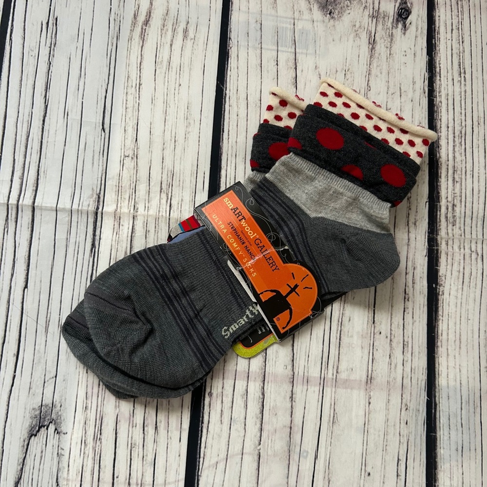 Smartwool‎ Gallery Stephanie Nance Spring Fling Mini Crew Slate Socks Small NWOT